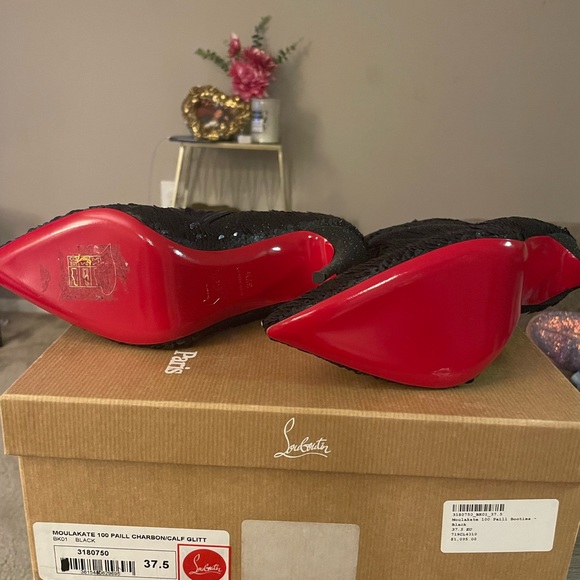 Christian Louboutin Black Moulakate 100 So Kate Sequin Glitter - Picture 3 of 4